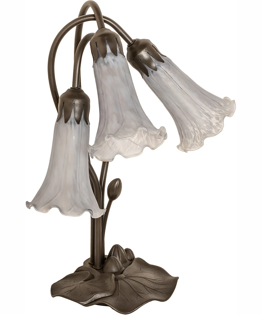 16" High Gray Tiffany Pond Lily 3 Light Accent Lamp - Image 3