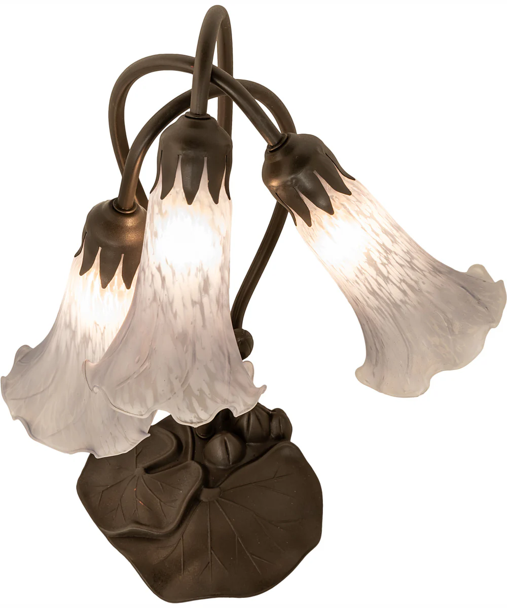 16" High Gray Tiffany Pond Lily 3 Light Accent Lamp - Image 4