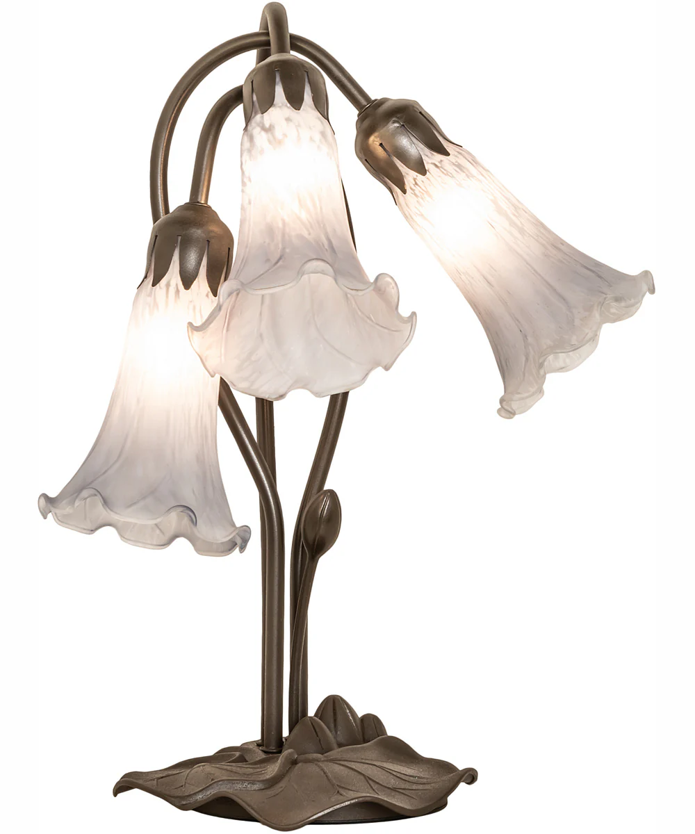 16" High Gray Tiffany Pond Lily 3 Light Accent Lamp - Image 5