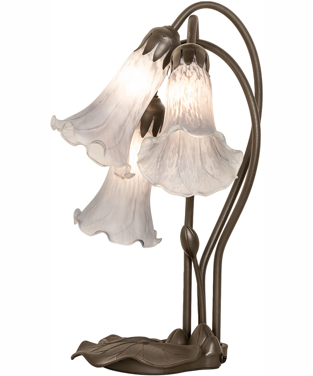 16" High Gray Tiffany Pond Lily 3 Light Accent Lamp - Image 6