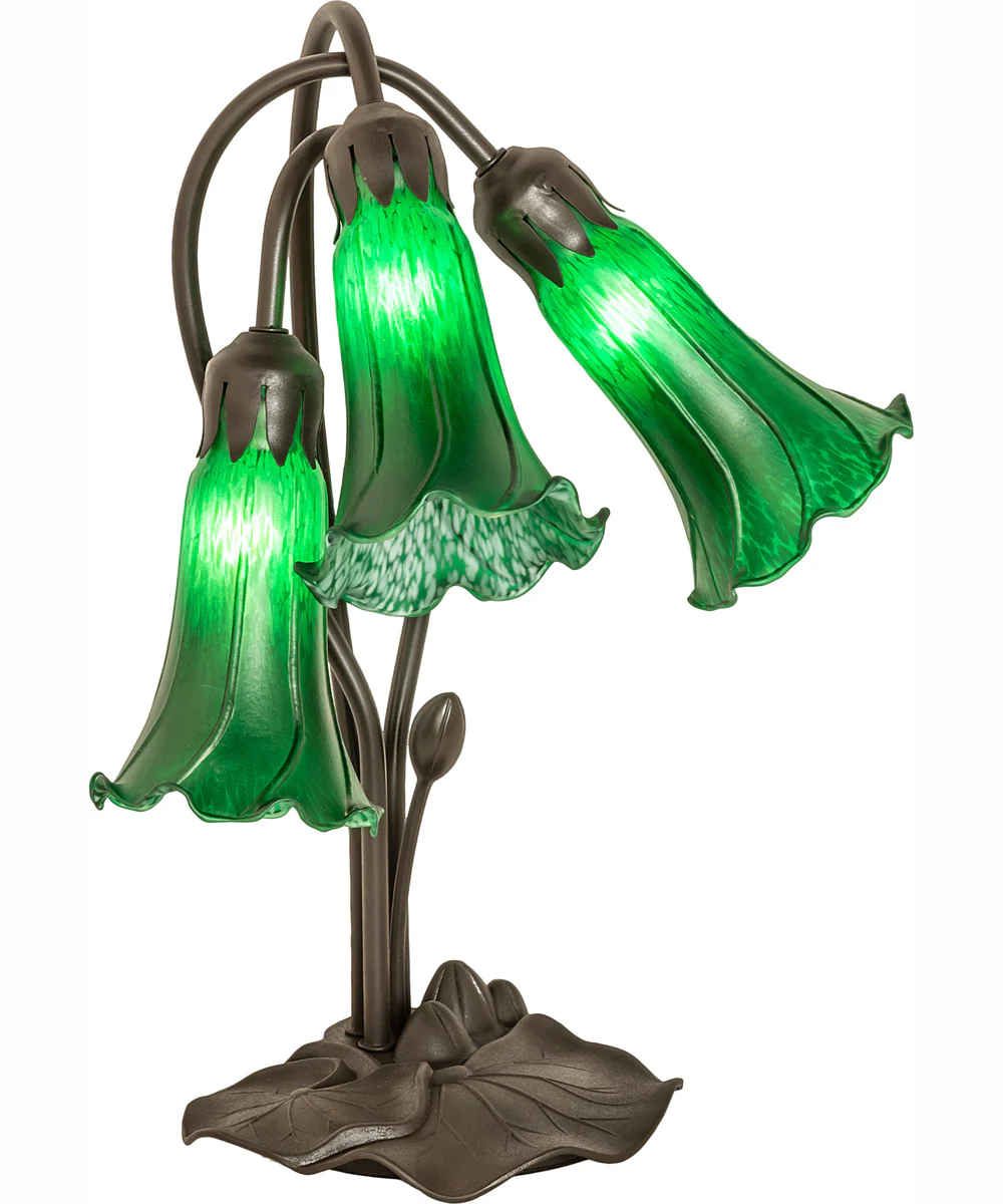 16" High Green Tiffany Pond Lily 3 Light Accent Lamp - Image 2