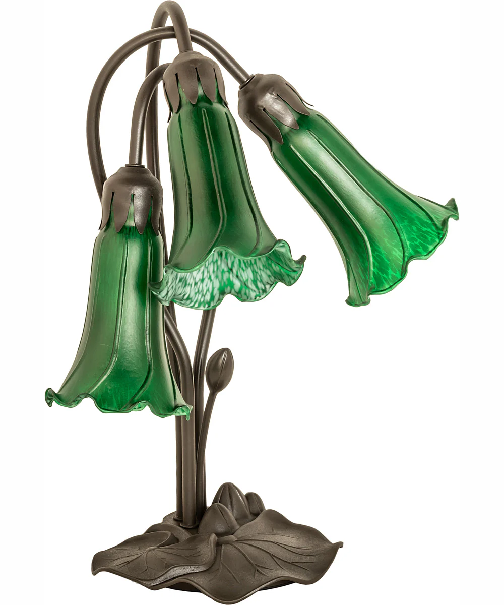 16" High Green Tiffany Pond Lily 3 Light Accent Lamp - Image 3
