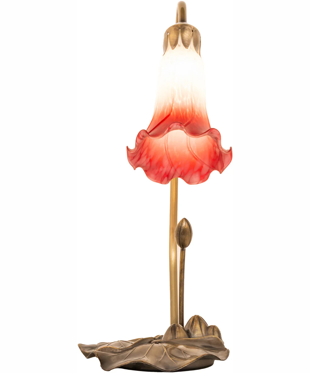 16" High Red/White Tiffany Pond Lily Accent Lamp - Image 5