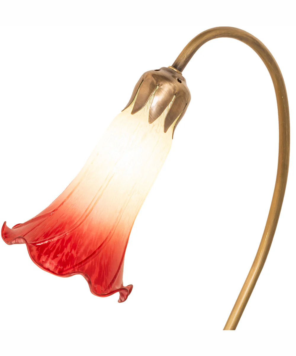 16" High Seafoam/Cranberry Tiffany Pond Lily Accent Lamp - Image 6
