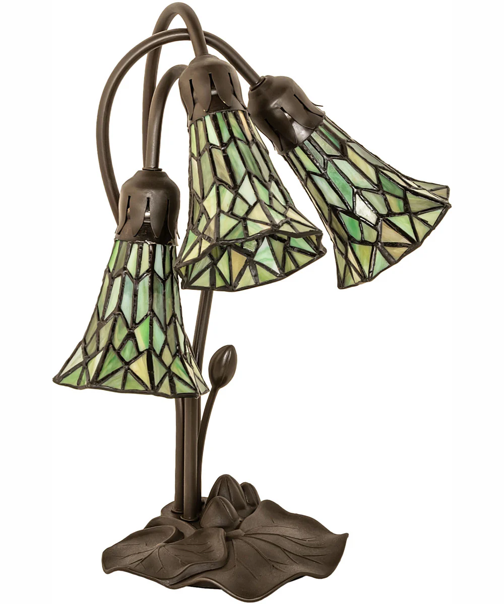 16" High Stained Glass Pond Lily 3 Light Accent Lamp - Image 3