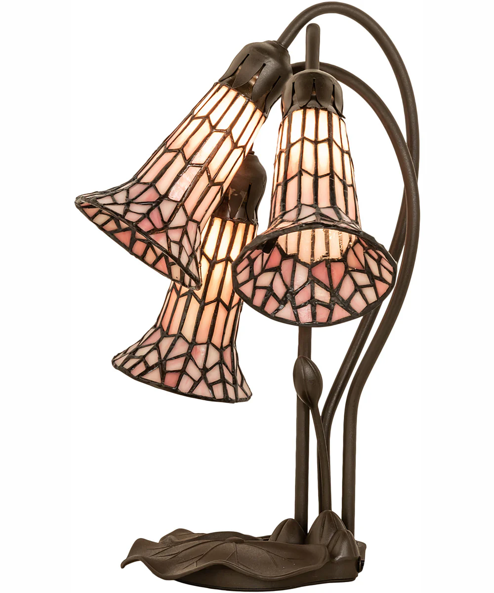 16" High Stained Glass Pond Lily 3 Light Accent Lamp - Image 6