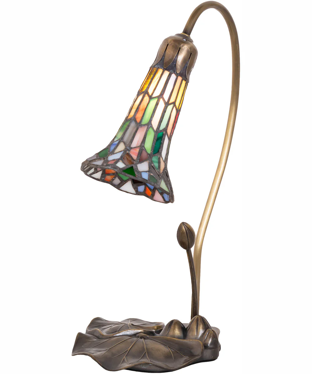 16" High Stained Glass Pond Lily Accent Lamp