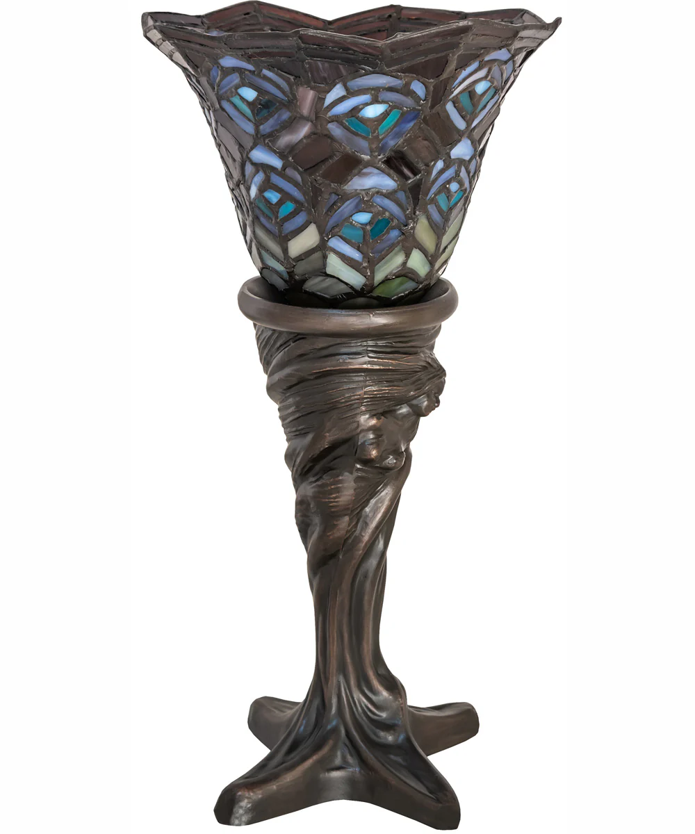 16" High Tiffany Peacock Feather Mini Lamp - Image 3