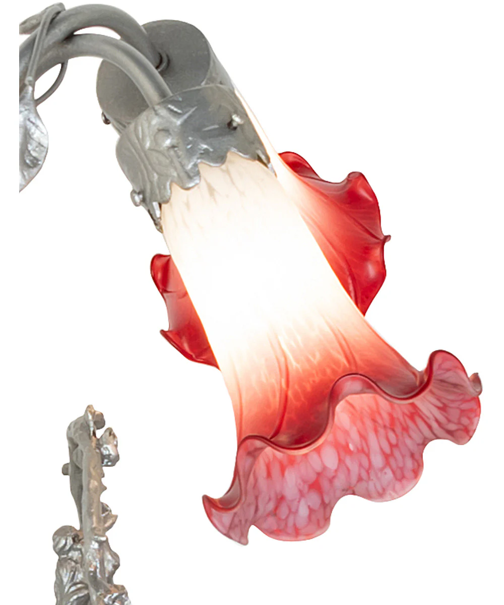 16" High Pink/White Tiffany Pond Lily 2 Light Trellis Girl Accent Lamp - Image 3