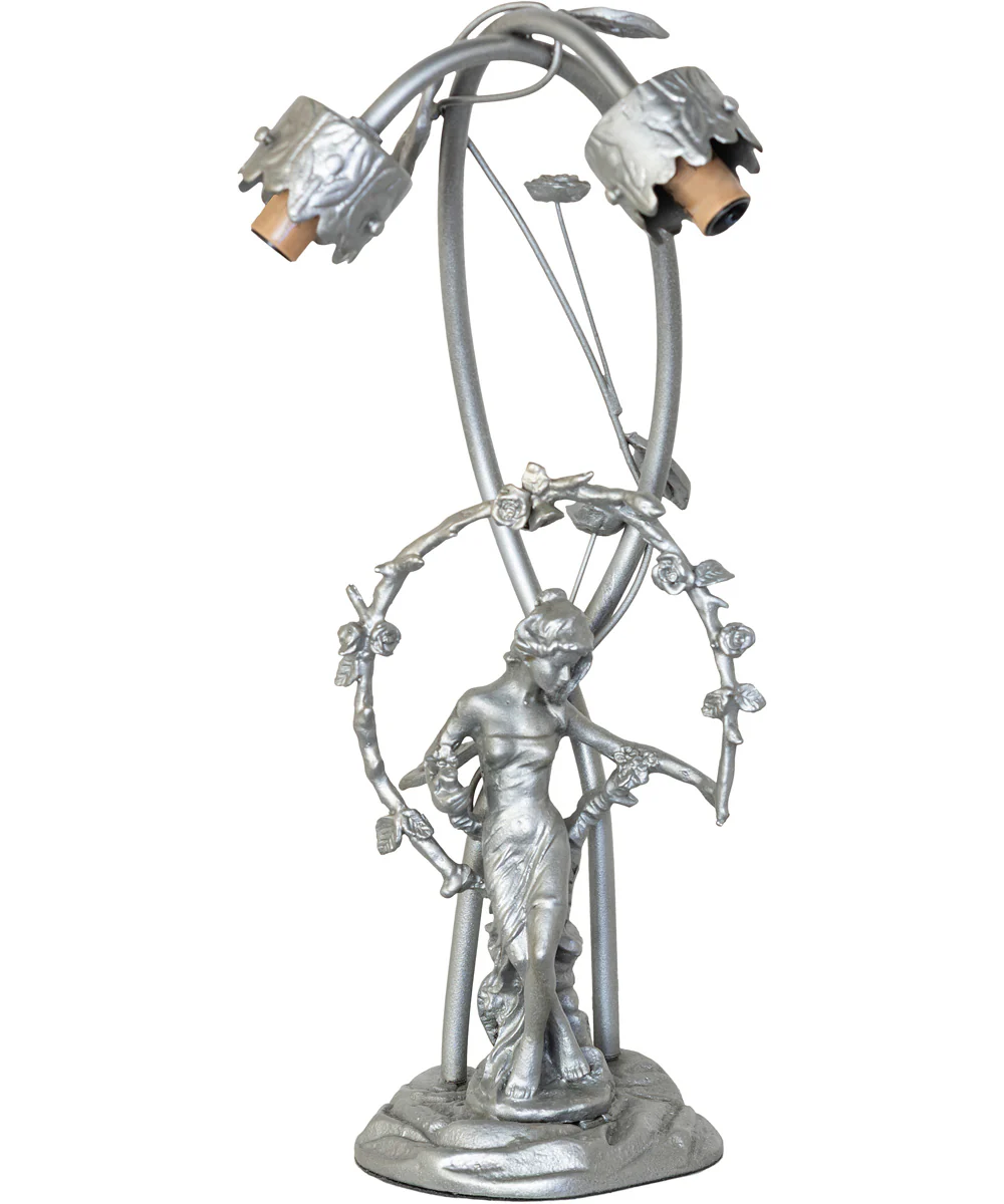 16" High Pink/White Tiffany Pond Lily 2 Light Trellis Girl Accent Lamp - Image 4