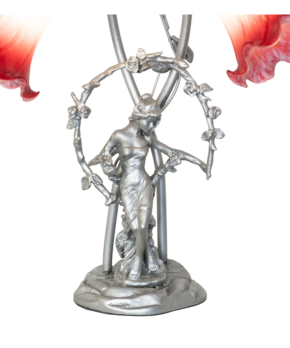 16" High Pink/White Tiffany Pond Lily 2 Light Trellis Girl Accent Lamp - Image 5