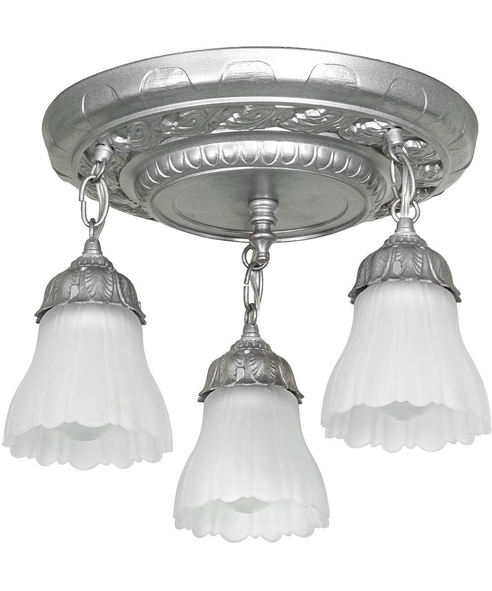 16" Wide Victorian Ruffle 3 Light Semi-Flushmount - Image 2