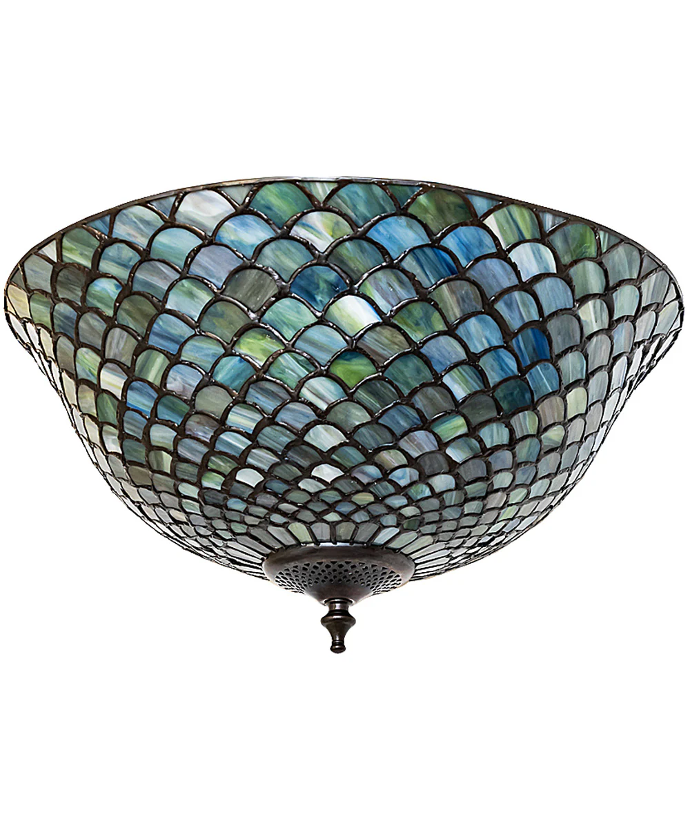 16" Wide Tiffany Fishscale Flush Mount - Image 2
