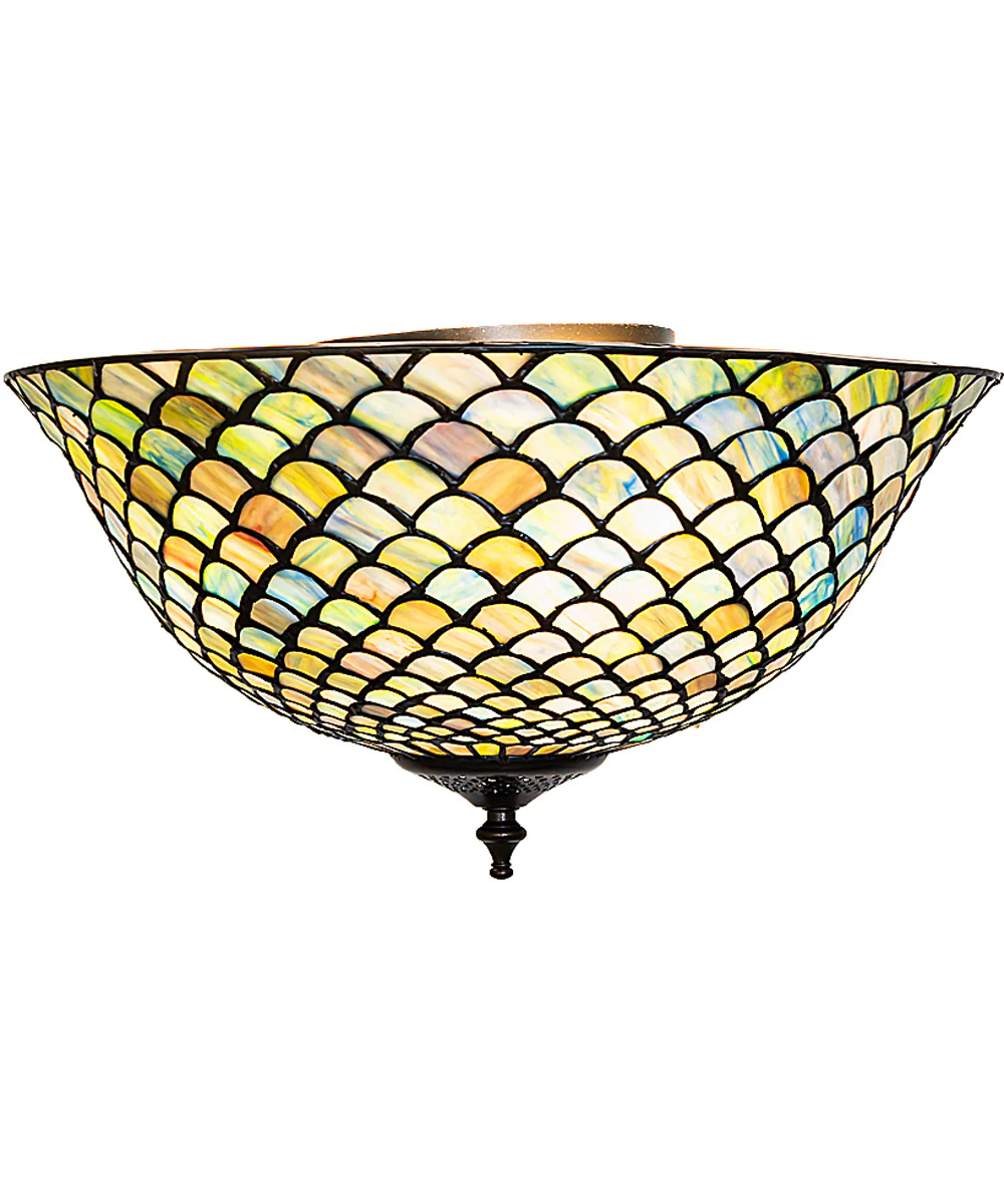 16" Wide Tiffany Fishscale Flush Mount - Image 3