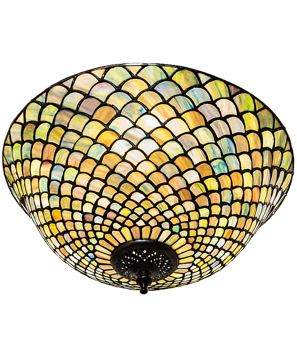 16" Wide Tiffany Fishscale Flush Mount - Image 4