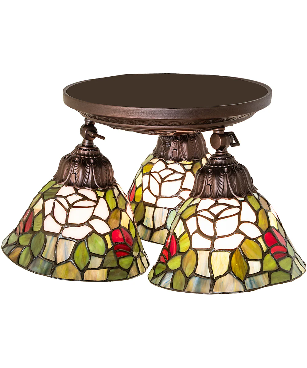 16" Wide Tiffany Rosebush 3 Light Semi-Flush Mount - Image 3