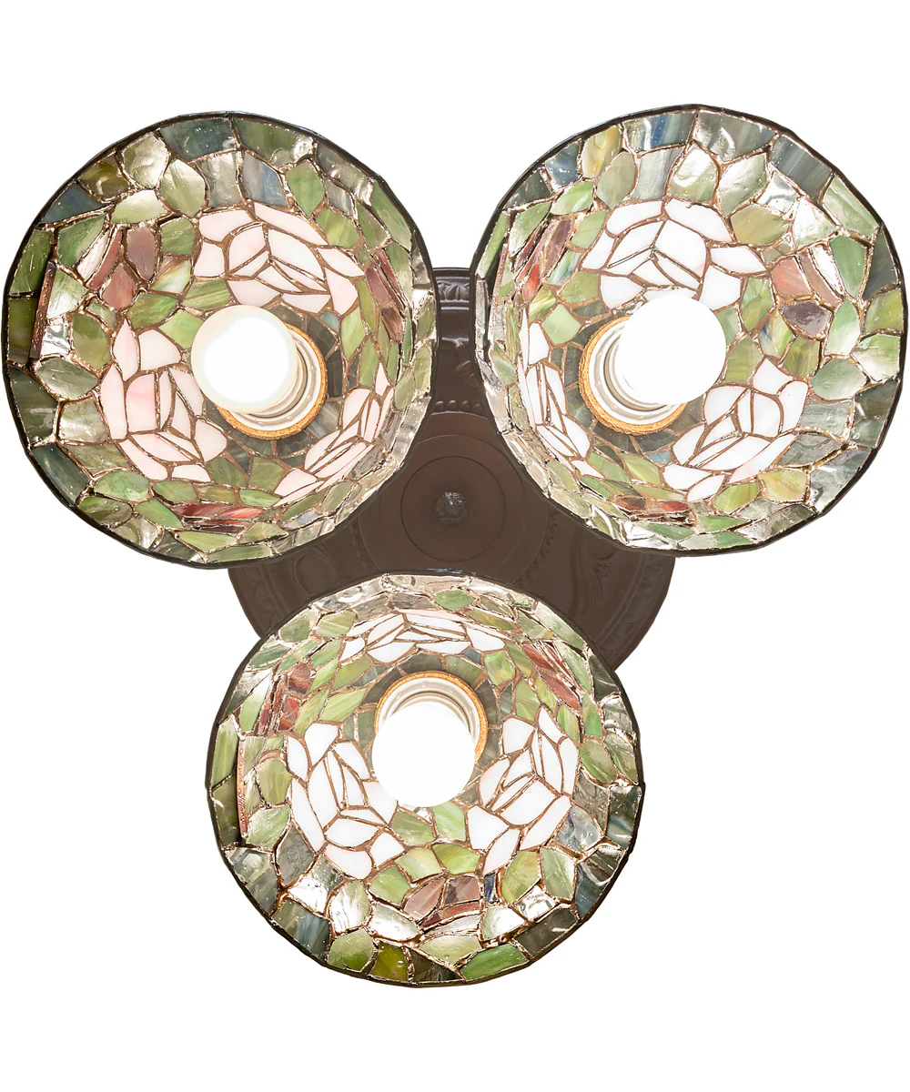 16" Wide Tiffany Rosebush 3 Light Semi-Flush Mount - Image 6