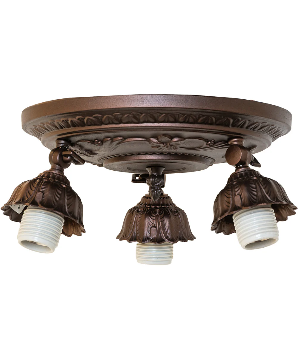 16" Wide Tiffany Rosebush 3 Light Semi-Flush Mount - Image 8
