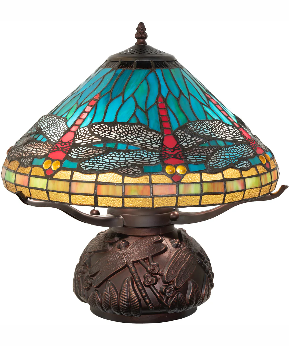 17" High Tiffany Dragonfly Table Lamp - Image 2