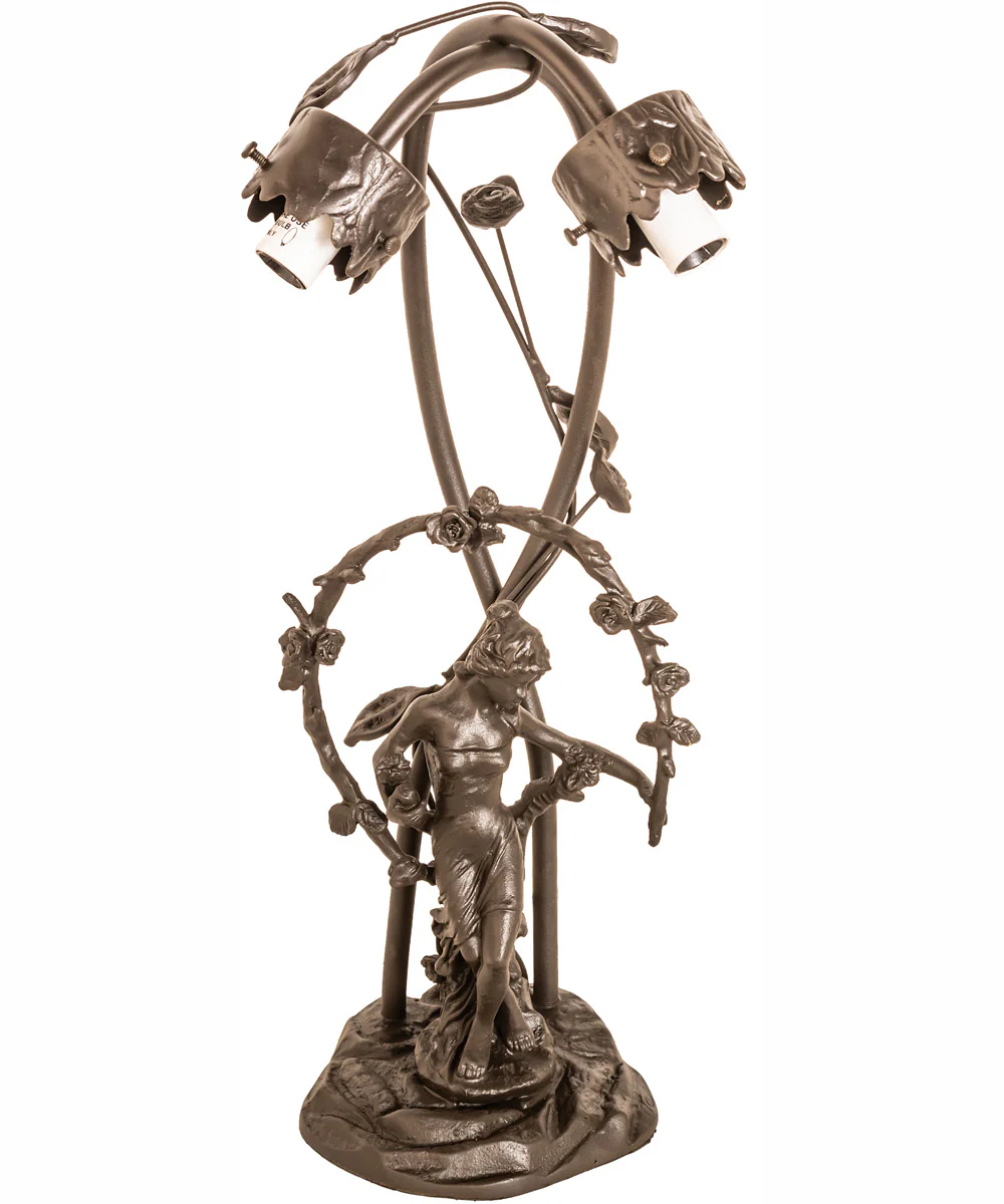 17" High White Tiffany Pond Lily 2 Light Trellis Girl Accent Lamp - Image 6