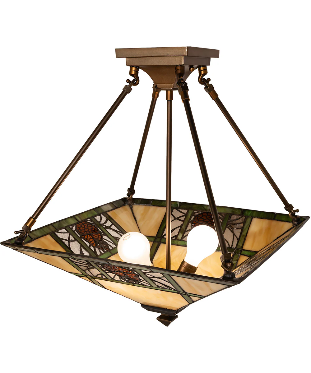 17" Square Pinecone Ridge Semi-Flush Mount - Image 3