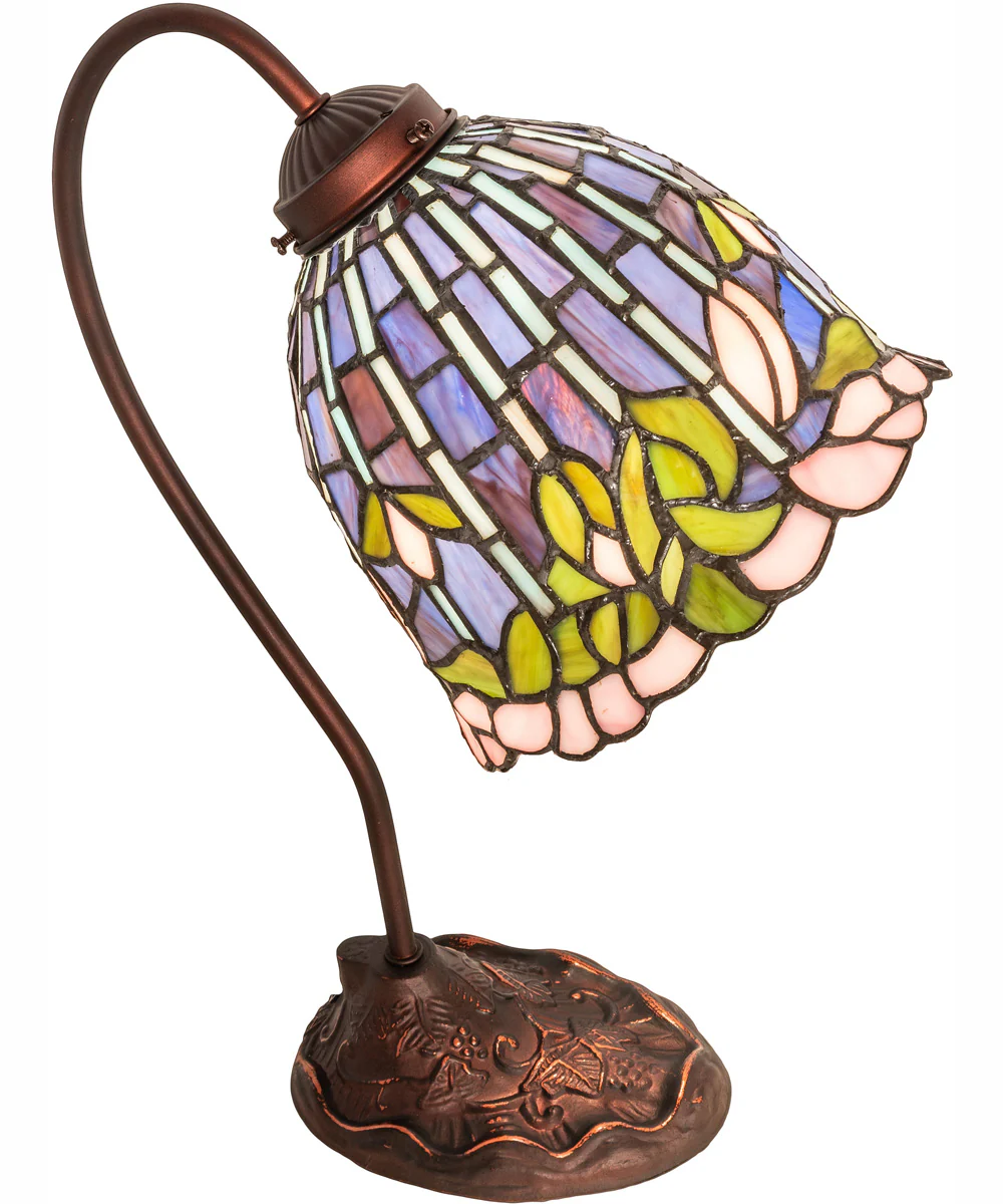18" High Tiffany Flowering Lotus Desk Lamp - Image 4