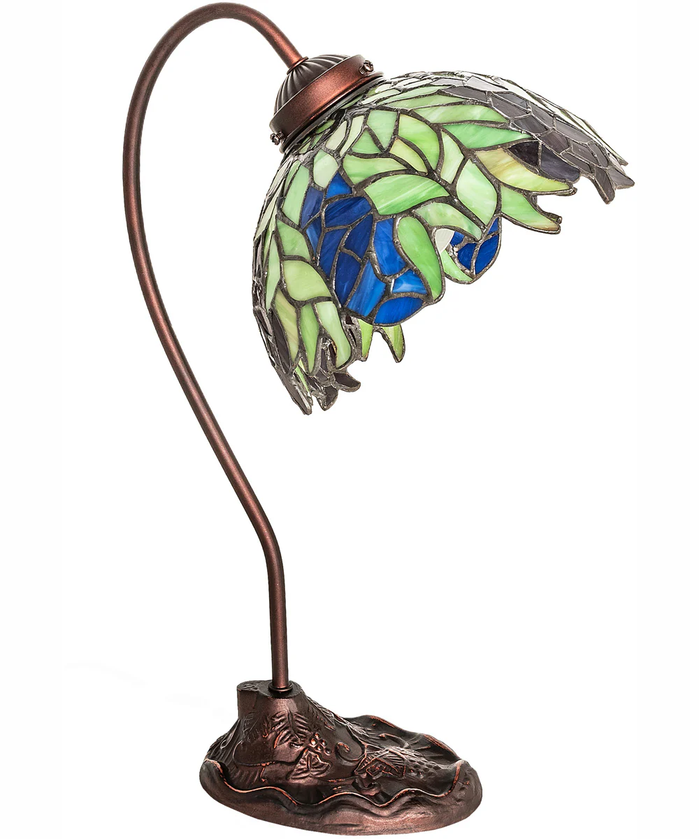 18" High Tiffany Honey Locust Desk Lamp - Image 3
