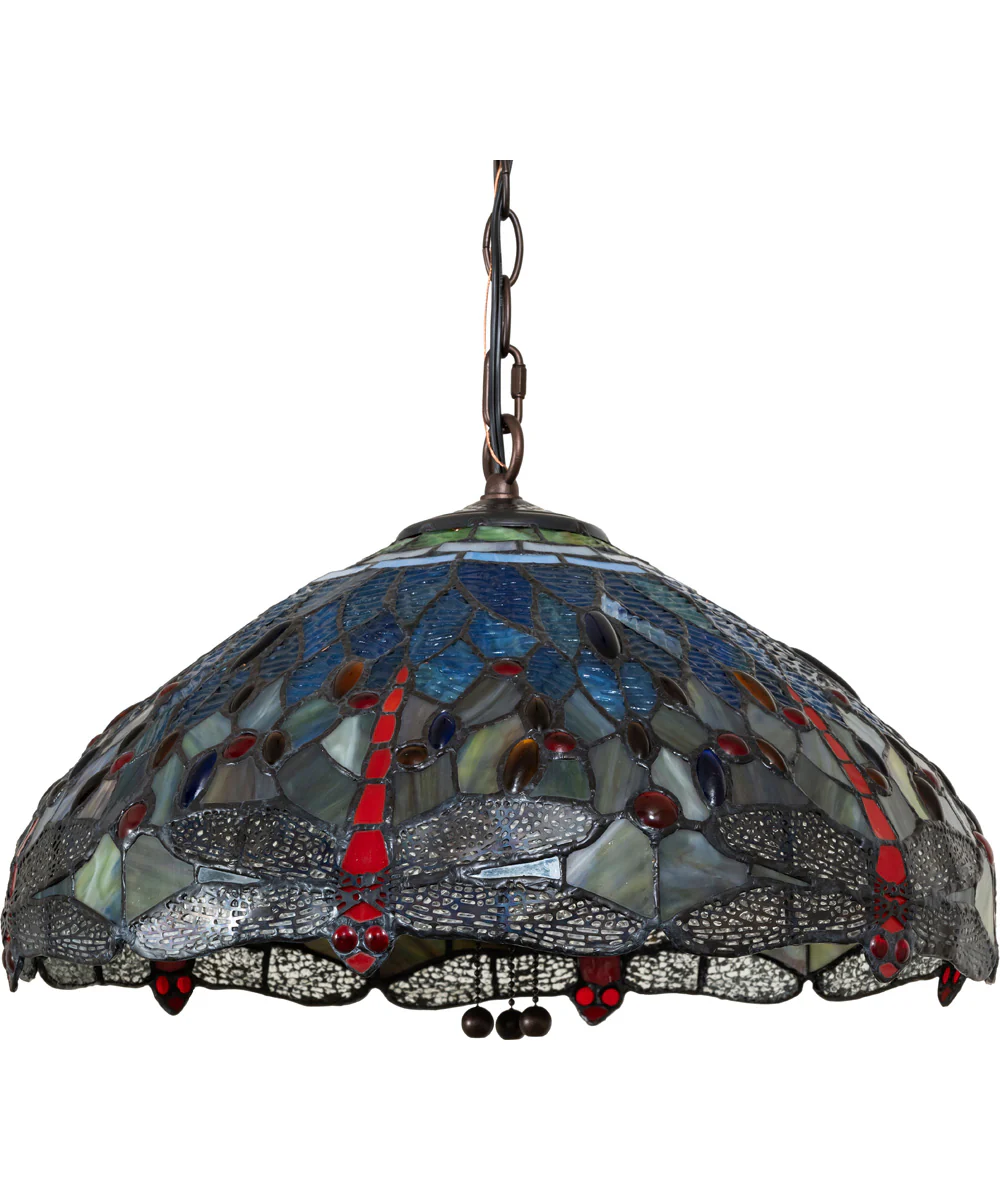 18" Wide Tiffany Hanginghead Dragonfly Pendant - Image 2