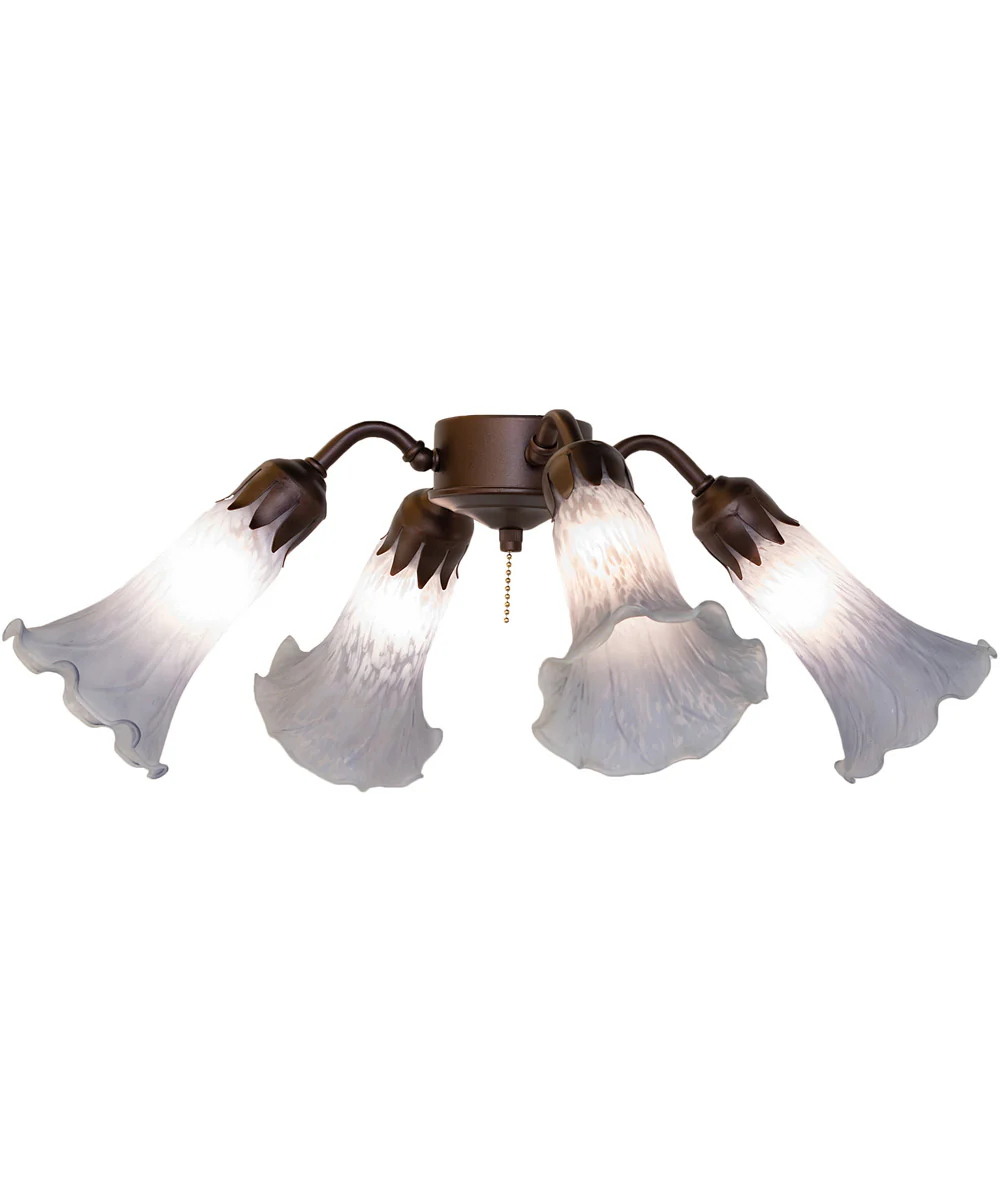 19" Wide Gray Tiffany Pond Lily 4 Light Fan Light