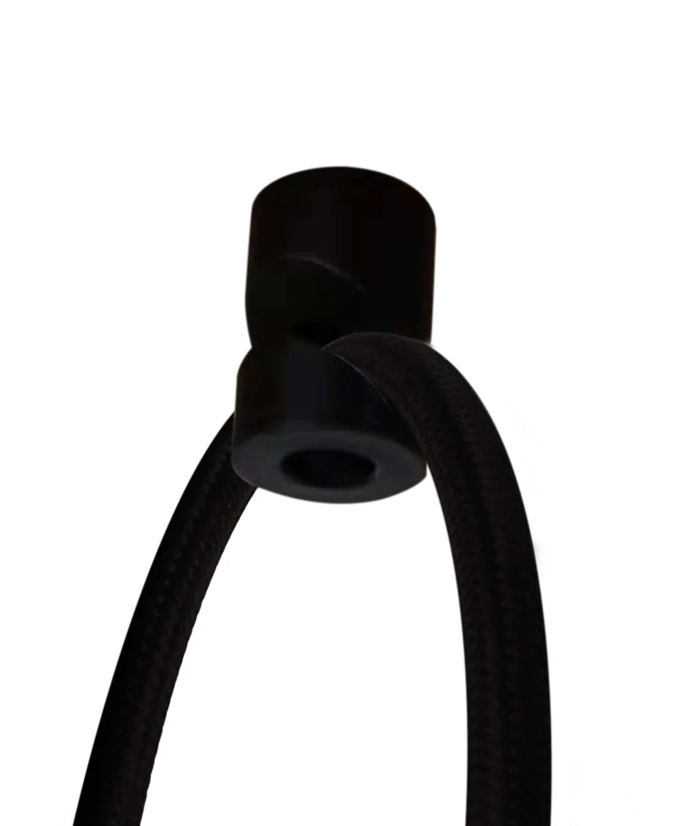 2 Light Swag Plug-In Pendant 14"w White Linen with Diffuser, Black Cord - Image 5