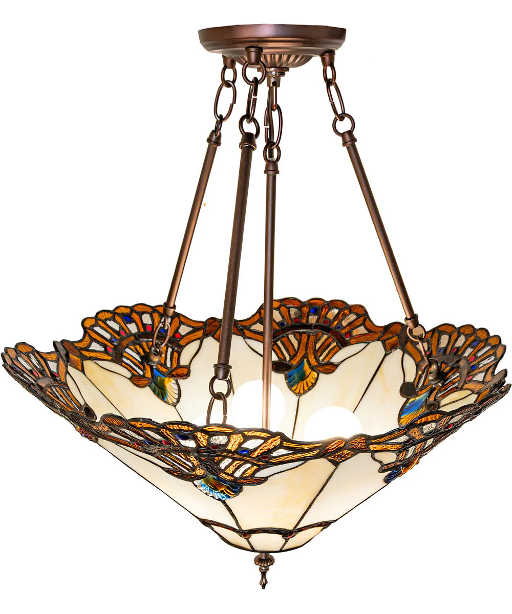20" Wide Shell with Jewels Semi-Flush Mount - Image 3