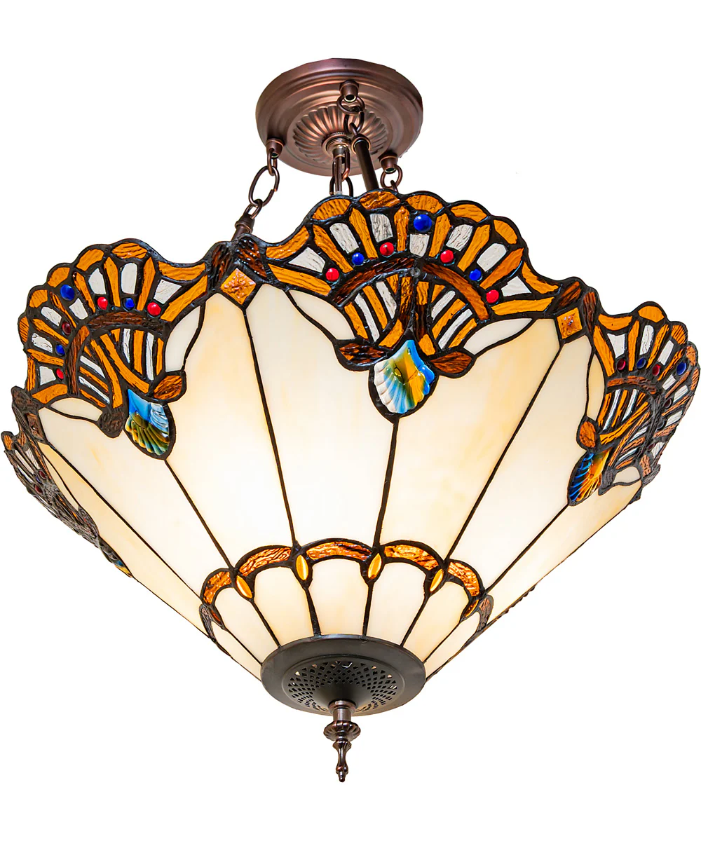 20" Wide Shell with Jewels Semi-Flush Mount - Image 5
