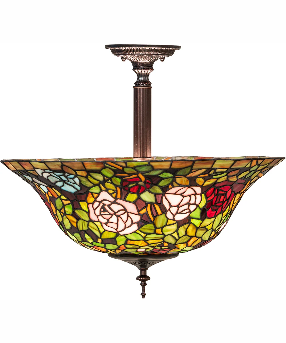 20" Wide Tiffany Rosebush Semi-Flushmount - Image 5