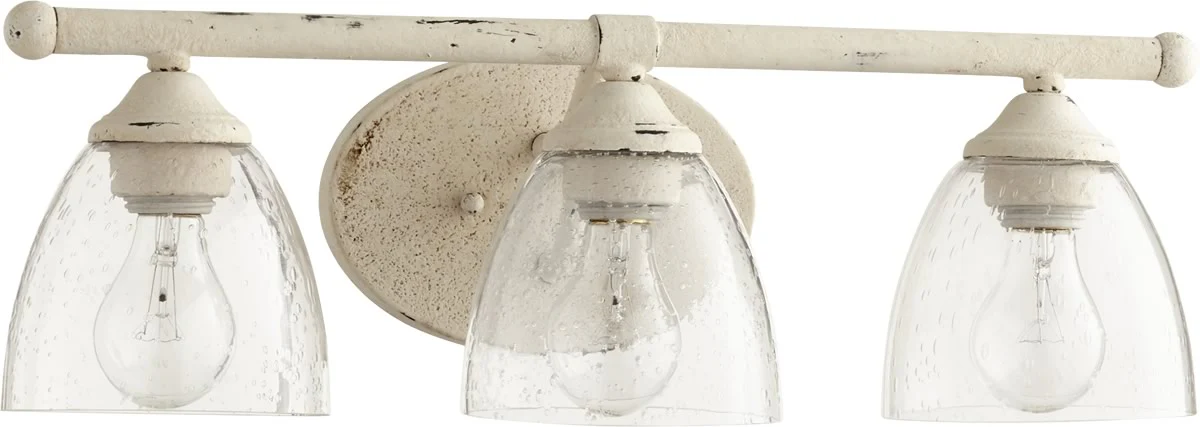 21"w Brooks 3-light Bath Vanity Light Persian White w ClearSeeded