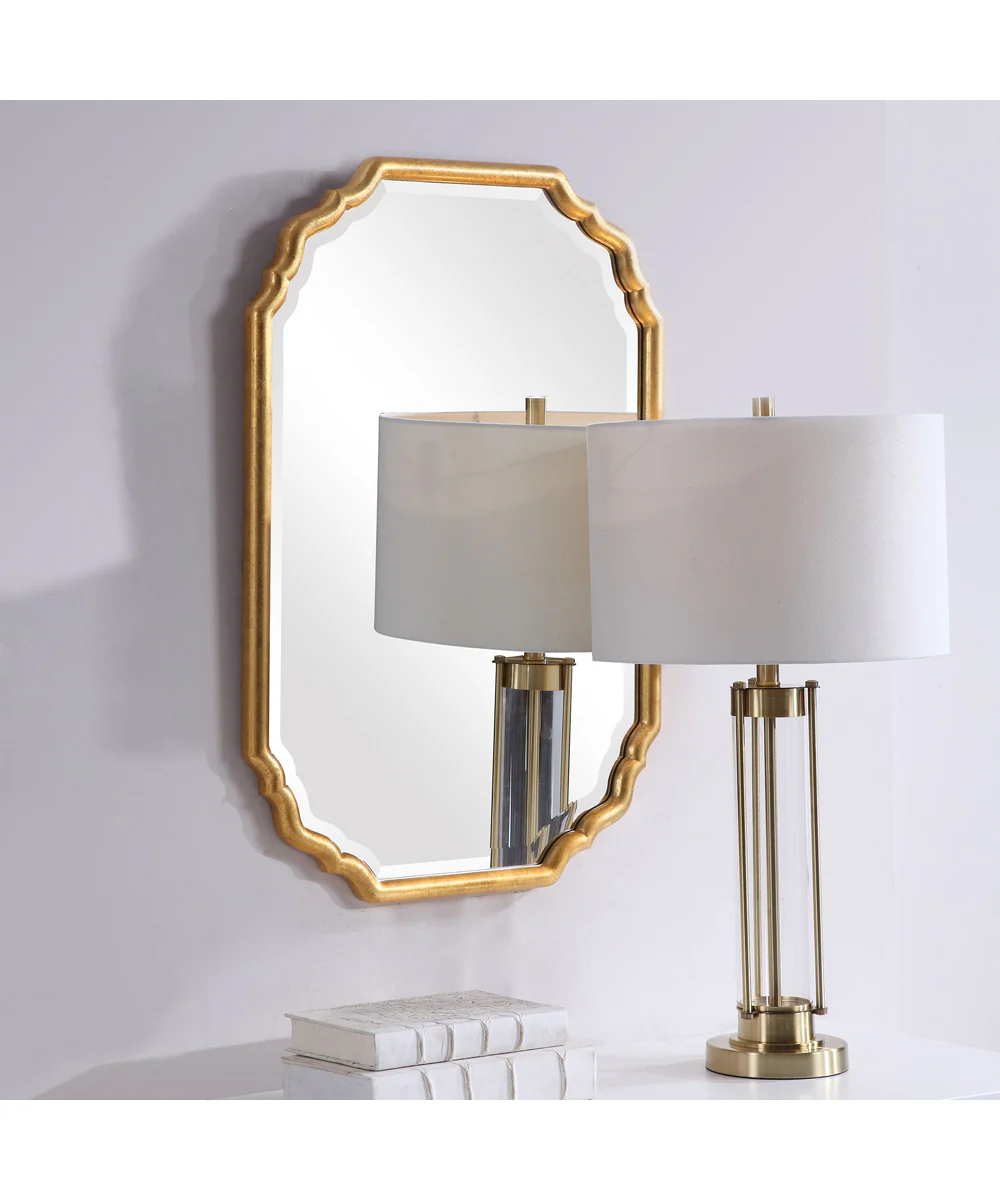 21x31" Wall Mirror Lightly Antiqued Metallic Gold Leaf - Image 3