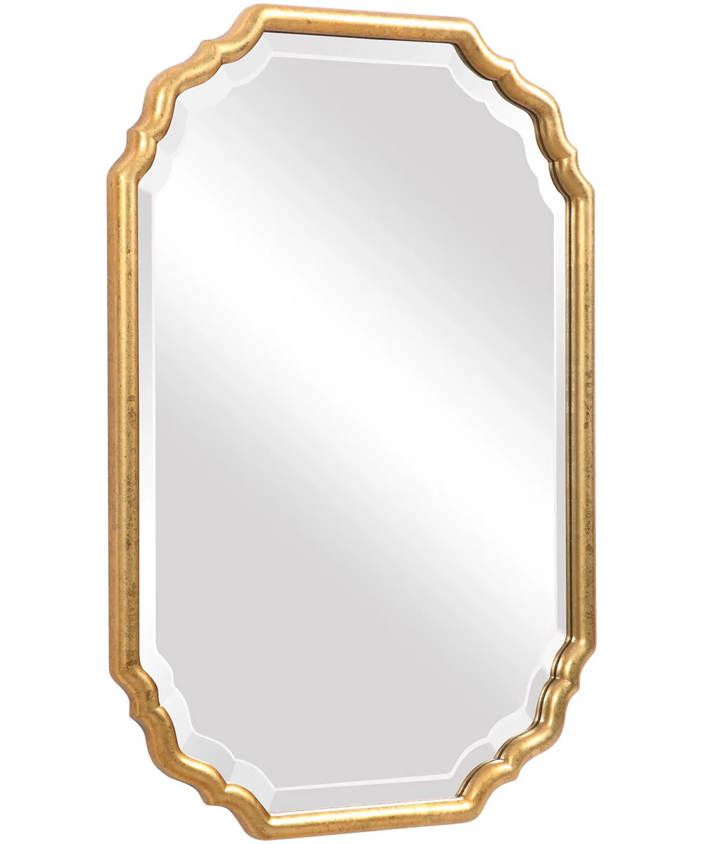 21x31" Wall Mirror Lightly Antiqued Metallic Gold Leaf - Image 4