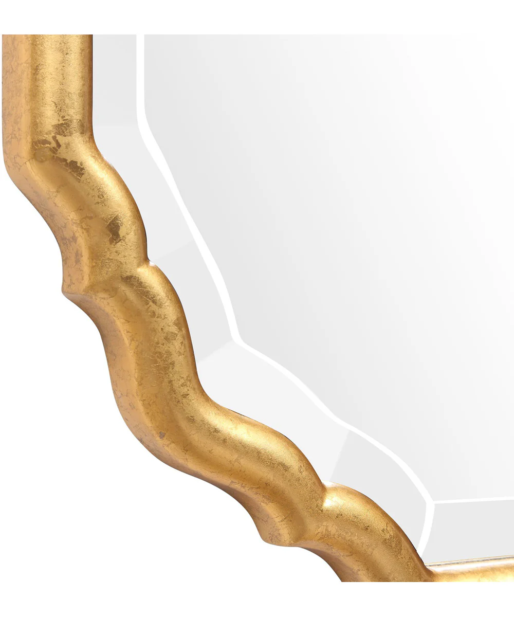 21x31" Wall Mirror Lightly Antiqued Metallic Gold Leaf - Image 5