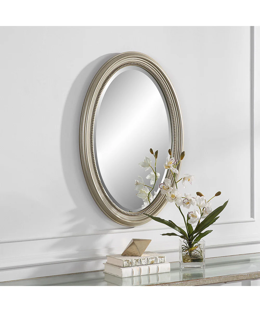 21x31" Wall Mirror Metallic Silver with Subtle Brown Antiquing - Image 3
