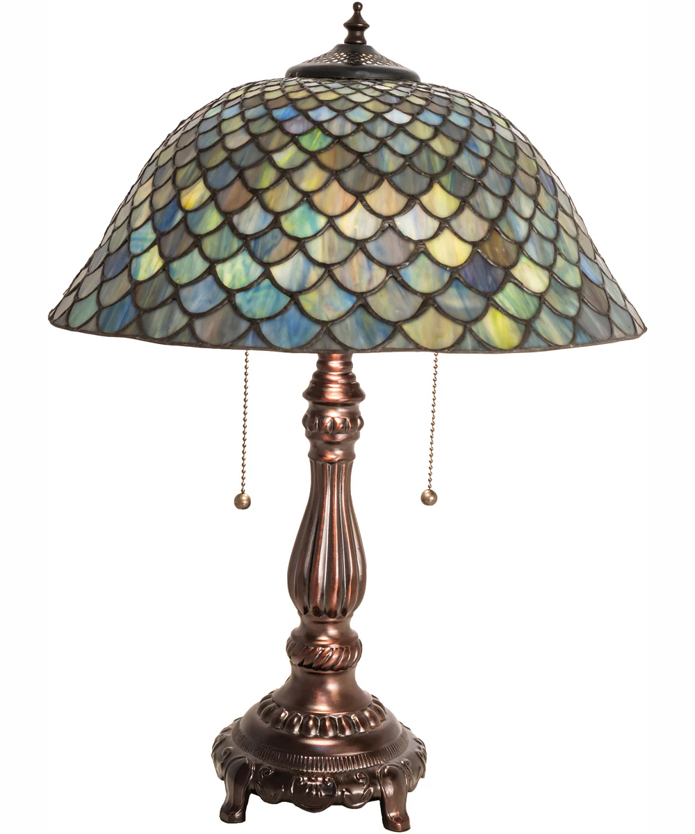 22" High Tiffany Fishscale Table Lamp - Image 5
