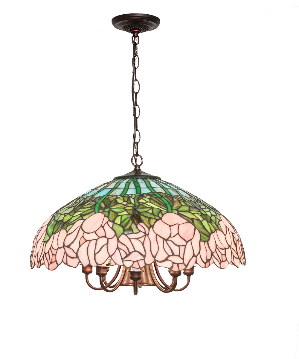 22" Wide Tiffany Cabbage Rose Pendant - Image 8