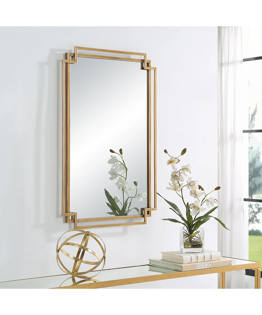 22x34" Wall Mirror in Brushed Gold with Subtle Silver - Image 3