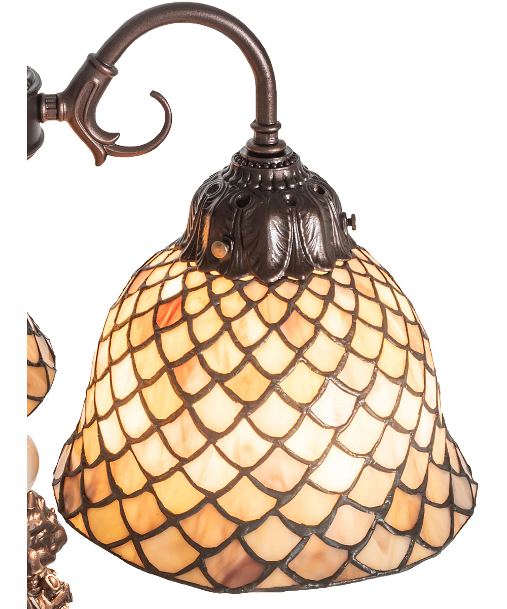 23" High Tiffany Fishscale 3 Light Table Lamp - Image 4
