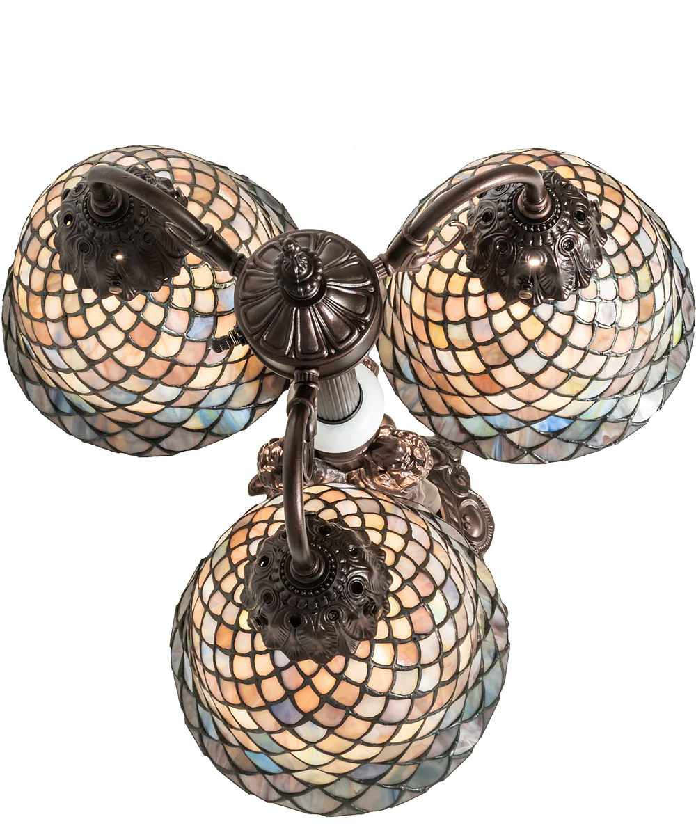 23" High Tiffany Fishscale 3 Light Table Lamp - Image 4