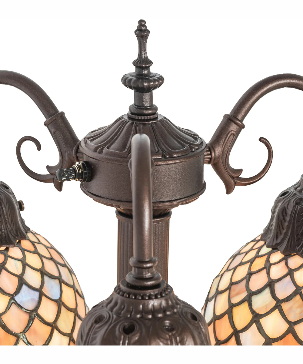 23" High Tiffany Fishscale 3 Light Table Lamp - Image 7