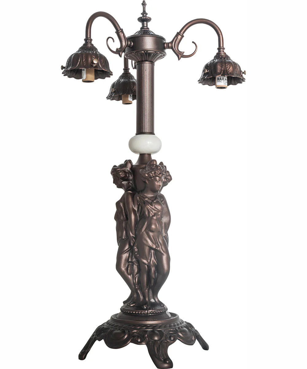 23" High Tiffany Honey Locust 3 Light Table Lamp - Image 6