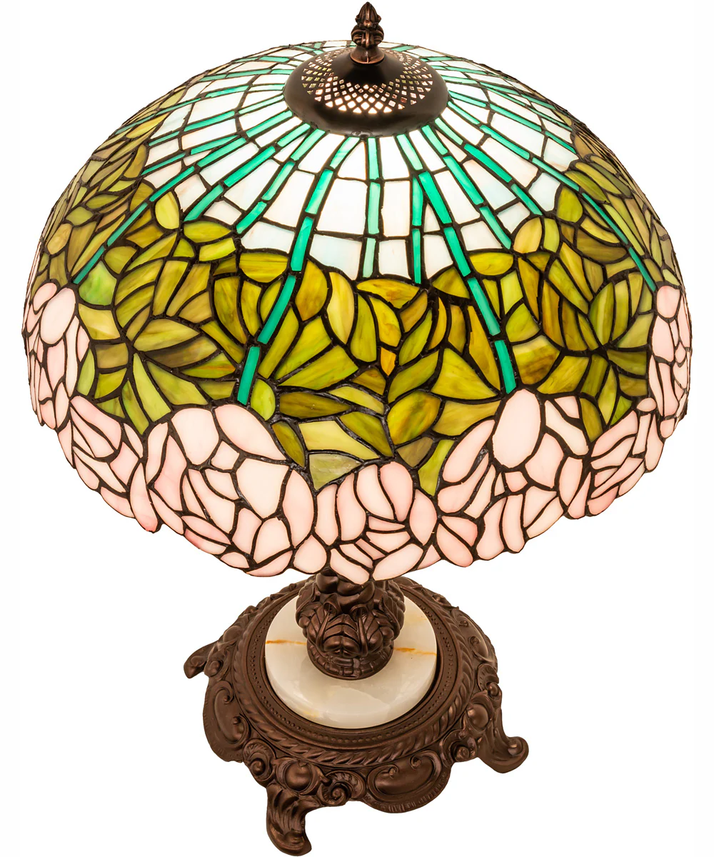 23" Wide Tiffany Cabbage Rose Table Lamp - Image 4