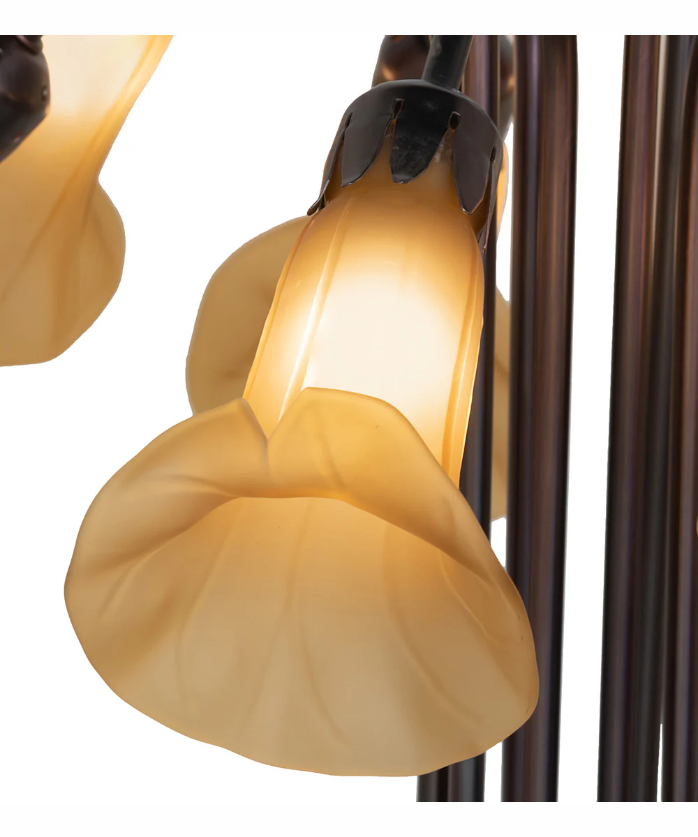 24" High Amber Tiffany Pond Lily 10 Light Table Lamp - Image 4