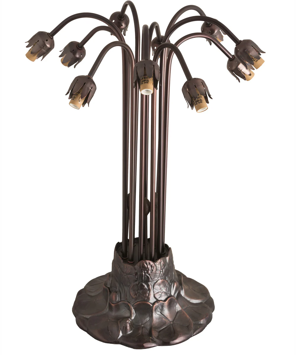 24" High Gray Tiffany Pond Lily 10 Light Table Lamp - Image 5