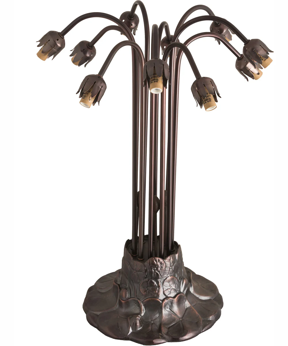 24" High Seafoam/Cranberry Tiffany Pond Lily 10 Light Table Lamp - Image 5