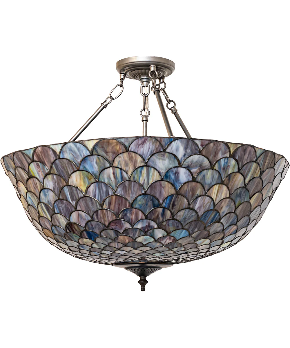 24" Wide Tiffany Fishscale Inverted Semi-Flushmount - Image 2